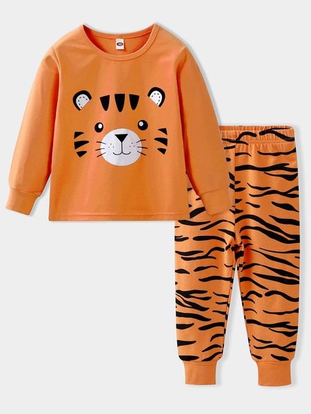 

toddler boys tiger print pj set she, Blue;red