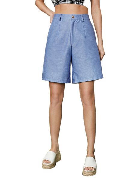 

high waist slant pockets bermuda shorts 78wh#, White;black