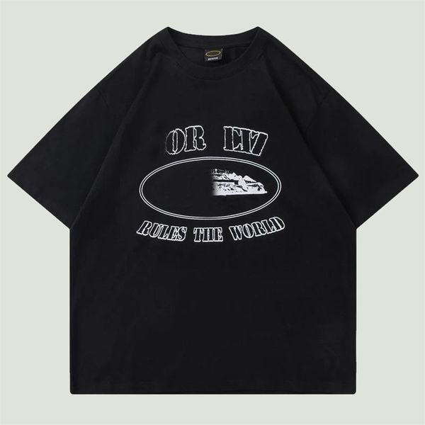 

summer streetwear men's casual t-shirts harajuku letter sailboat printed tees hip hop cotton loose short sleeve t-shirt 220629, White;black