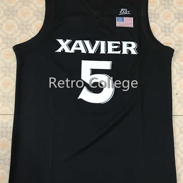 

sjzl98 #5 trevon bluiett xavier colleg retro throwback stitched embroidery basketball jerseys customize any size number and player name, Black