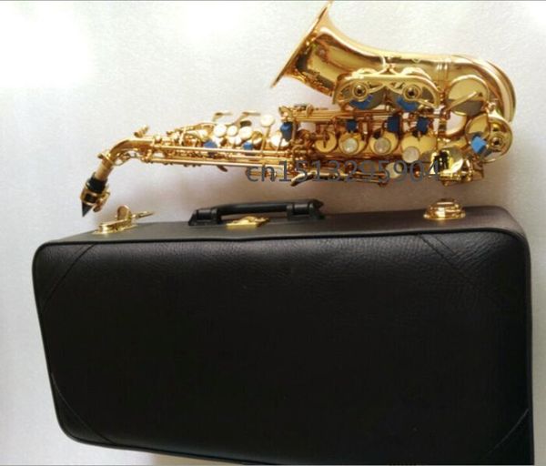 

brass golden carve pattern bb bend althorn soprano saxophone sax pearl white shell buttons wind instrument