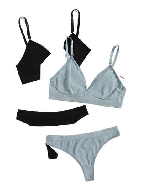 

3pack no show solid lingerie set r2o1#, Black;red