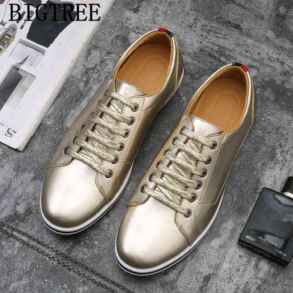 

designer mens shoes casual luxury sneakers leather breathable male soft walking footwear silver gold220513, Black
