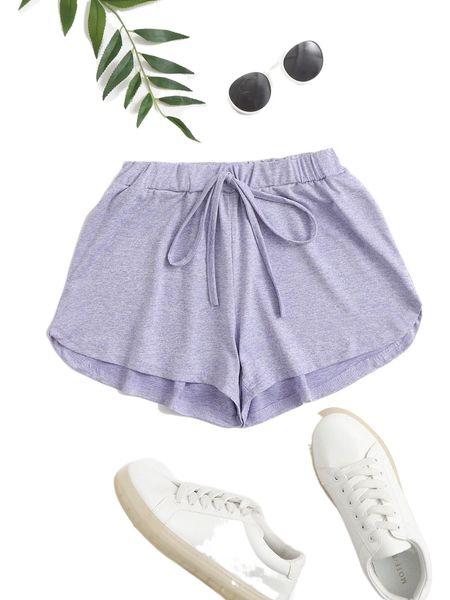 

knot waist marled track shorts o86m#, White;black