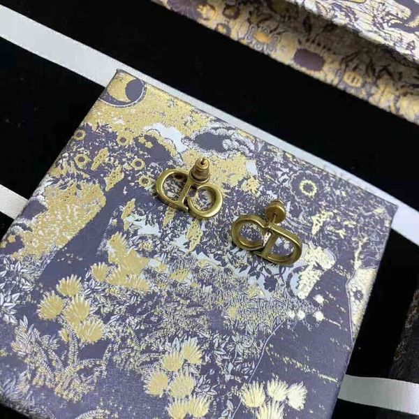 

classic letter simple earrings women's hollow out versatile small earrings us design jewelry, Golden