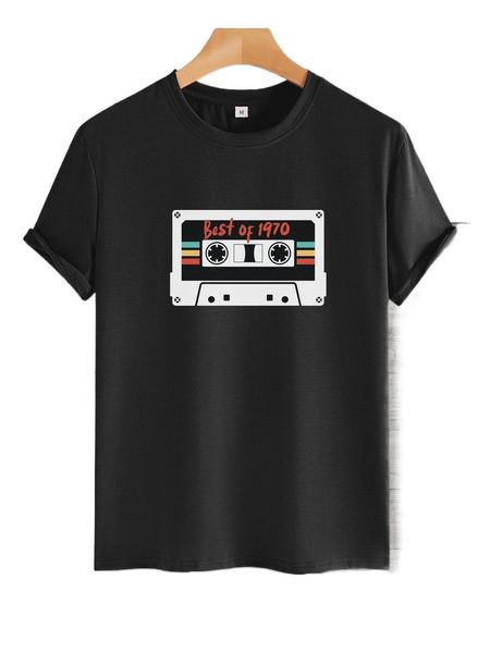 

men tape & letter graphic tee q0vr#, White;black