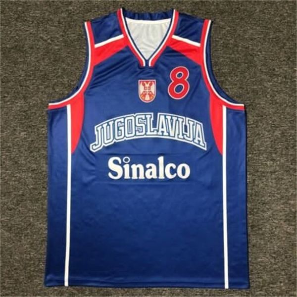 Nikivip Throwback Peja Stojakovic#8 Serbia Jugoslavija Country Jersey Prinat