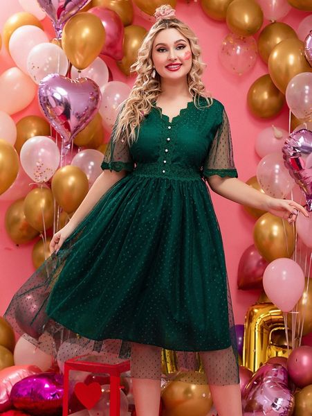 

plus guipure lace insert dobby mesh dress r2gr#, Black
