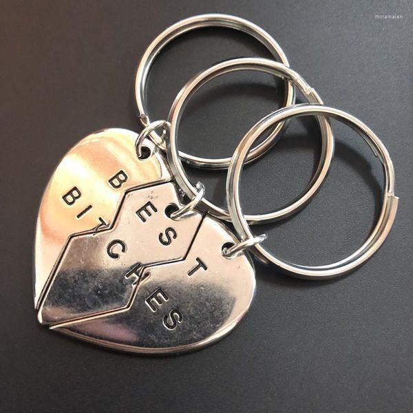 Keychains 3 PCs/set Heart Broken Bitches Forever Keychain Keyring Jewelry Gift for Women Friends Charm Kawaii Accesorios miri22