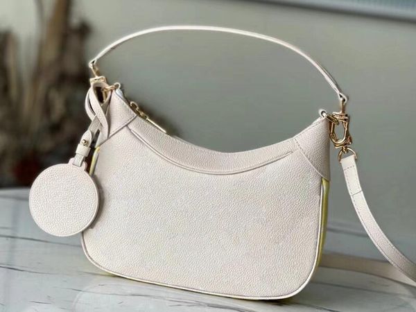 

realfine bags 5a m46113 22cm rose beige bagatelle empreinte leather shoulder handbags purses for women with dust bag