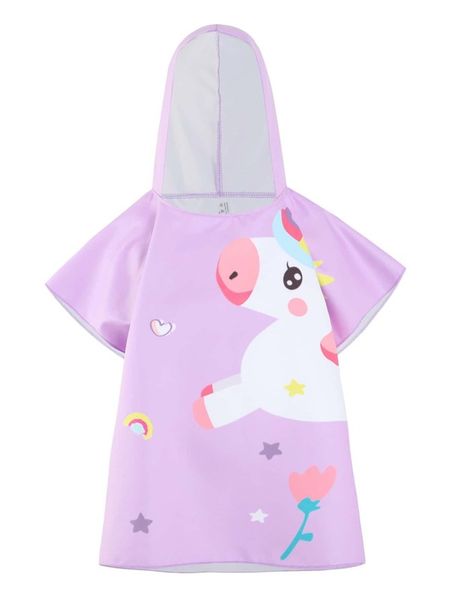 

toddler girls unicorn print hooded cover up she, Blue