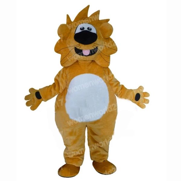 Costume della mascotte del leone giallo di Halloween Costume da personaggio dei cartoni animati di alta qualità Completo unisex per adulti Vestito di carnevale di Natale