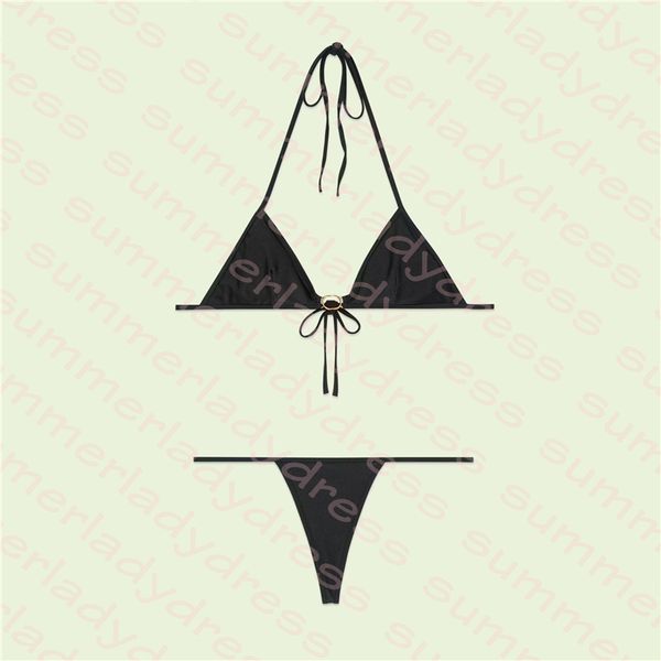 

women thong bikinis halter string bathing suit metal letter swimsuit quick dry padded strappy swimwear, White;black