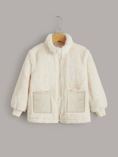 

toddler boys dual pocket zipper teddy coat she, Blue;gray