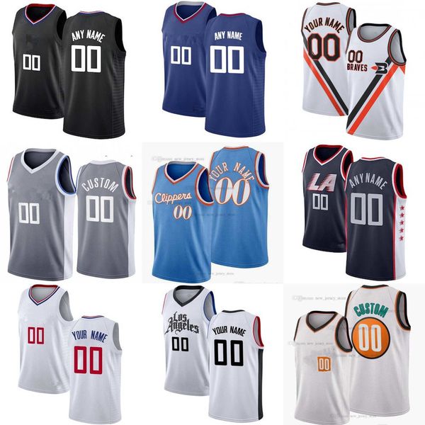 

75th custom men women youth la''angeles''clipperss 45 keon johnson 5 luke kennard 14 terance mann 17 jason preston baske, Black;red