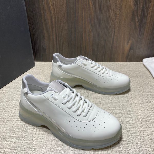 

new luxury brand shoe calfskin lace-up sneakers casual men's shoes transparent thick sole daddy shoes black and white with box
