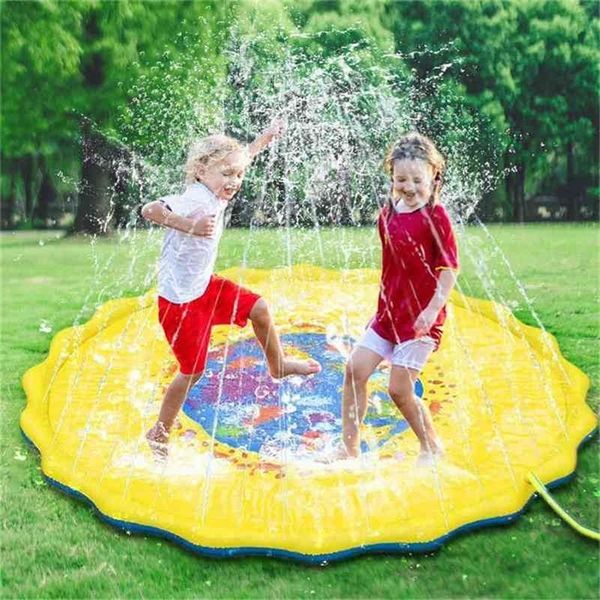 

170cm outdoor play mat lawn beach sea animal inflatable water spray kids sprinkler play pad mat water game beach mat cushion toy 210402