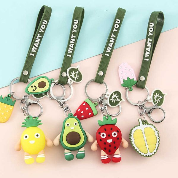 

cartoon fruits keychain cute strawberry carrot pineapple watermelon keychains for women men key chain car key ring jewelry gifts