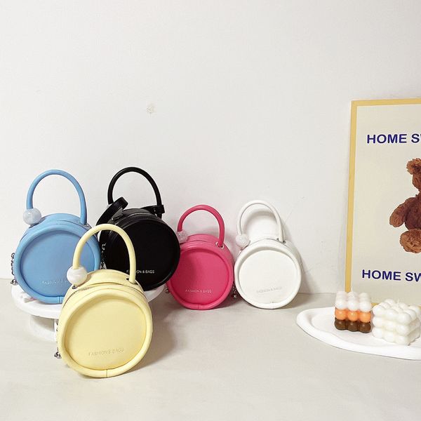 

korean girls small round bag change purse fashion baby mini zero wallet children matching accessories bags girl princess handbag f1438, White