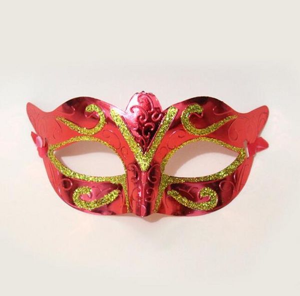 Colore casuale Inviato Maschera da festa Uomo Donna con Bling Gold Glitter Halloween Masquerade Maschere veneziane per Costume Cosplay Mardi Gras F0817