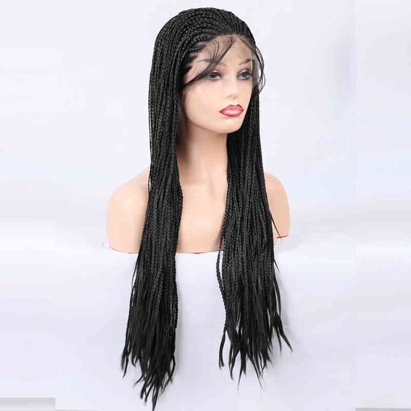 

13x6 synthetic braided lace front wigs for black women natural hairline pre picked seamls braids wig, Golden;white