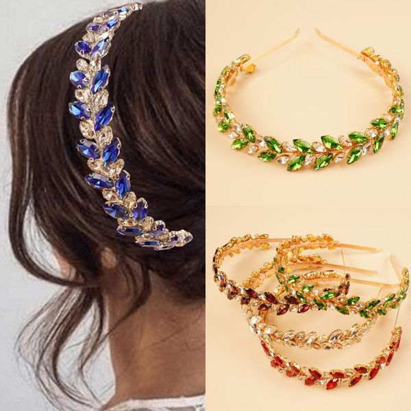 Cabeças de cabeceira colorida Crystal Wedding Heaband Silver Blue Red Capacete de noiva Bridpied Sparkly Rhinestone Hair Accessorie for Women and Girlsheadpi