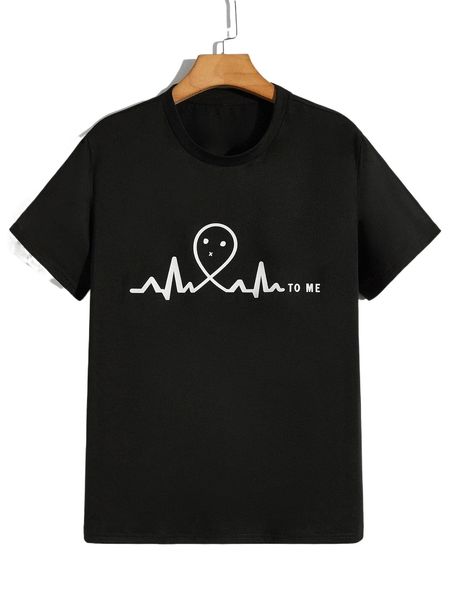 

men letter & cartoon graphic tee u0bx#, White;black