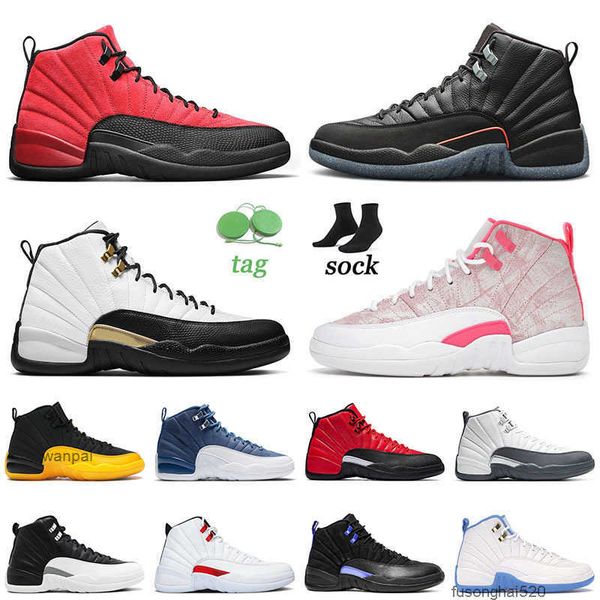 

2022 basketball shoes 12 12s xii jorden university blue flu game indigo grind low easter fiba mens women j jorda jordens shoe, Black