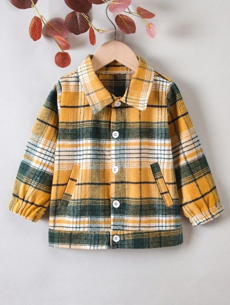 

toddler boys plaid button front overcoat she01, Blue;gray
