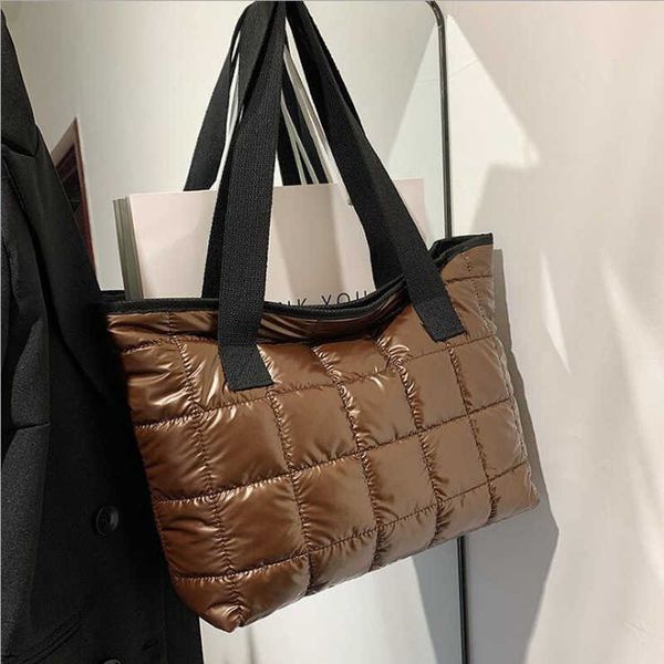 

evening bags 2022 inverno tote bags para as mulheres casual grande bolsa ombro xadrez bolsas nÃ¡ilon femininas axilas y0506
