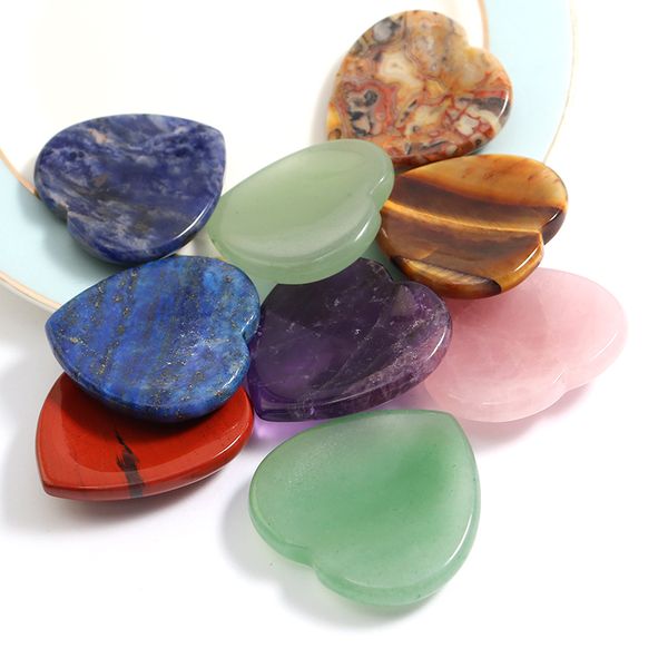 

40x8mm natural thumb stone worry massage palm hand crystal heart shape gemstone gua sha stone tool healing beauty diy decor mki gift, Black