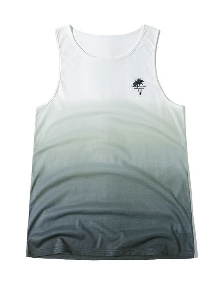 

men ombre palm tree & letter graphic tank k4ku#, White;black