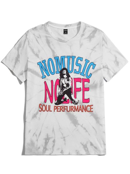 

men letter & figure graphic tee m3c0#, White;black