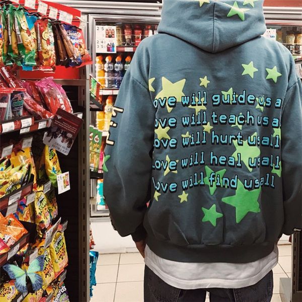 

blue cpfm xyz full star foam print fleece hoodie sweatshirt, Black