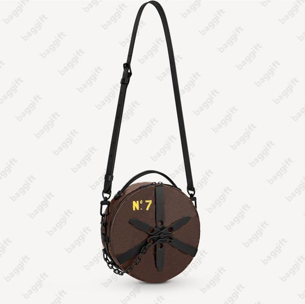 

shoulder bags wheel box bags circular hatbox trunk chauffeur m59706 man women round cake tire purse steamer chain reverse canvas shoulder cr