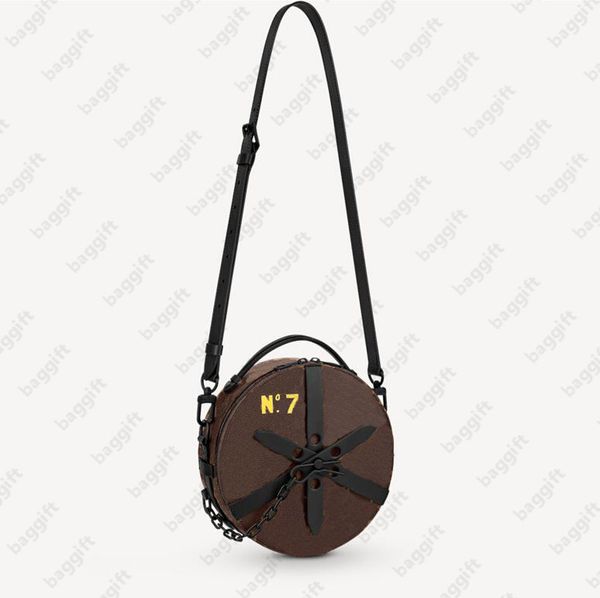 10A L Bag Shoulder Bags Wheel Bags Circular Hatbox Trunk Chauffeur M59706 Man Women Round Cake Pneu Bolsa Steamer Chain Reverse Canvas Shoulder Cr