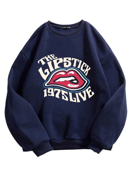 

mouth & slogan graphic thermal pullover q9bx#, Black