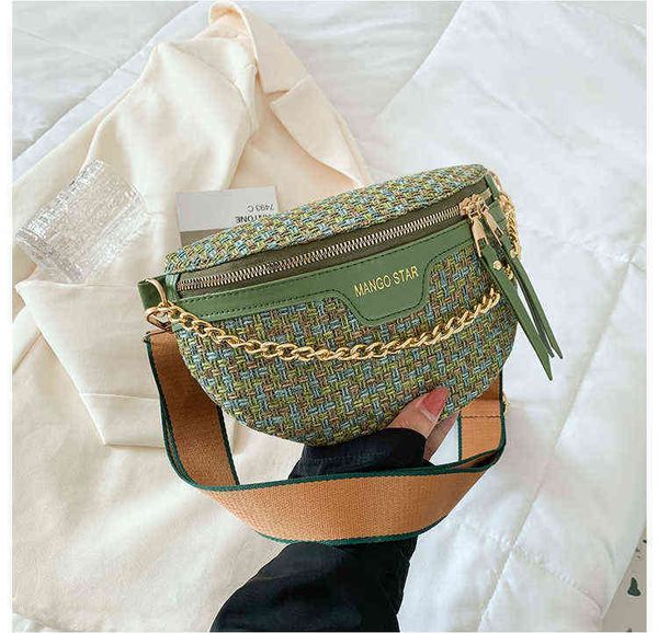 

hbp fashion knitted waist pack for women female weaving fanny waist pack lady wide strap crossbody chest bags trend brand 220809