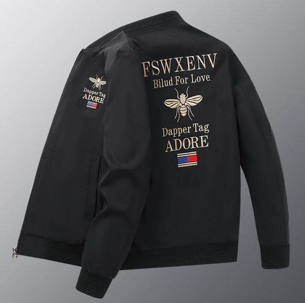 Avrupa yeni ceket moda ceketi bahar sonbahar dimi mozaik moda ince fit kapüşonlu nakış gündelik ceket