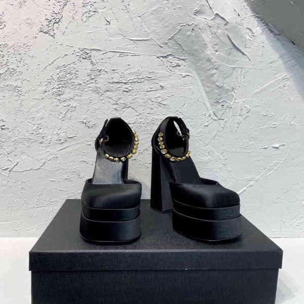 

waterproof platform ultra-high heel sandals silk multi-color with leather outsole size 35-42 33p4, Black