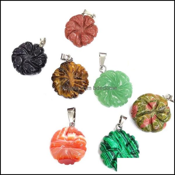 

pendant necklaces pendants jewelry 10 pcs trendy sier plated flower many colors quartz stone for party gift plan dhion, Silver