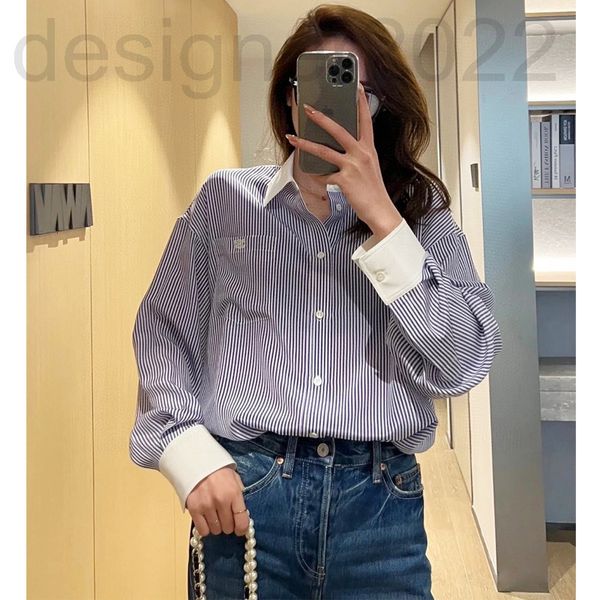 

women's blouses & shirts designer shenzhen nanyou women's wear gaoding spring and summer celn mulberry silk striped shirt embroide, White