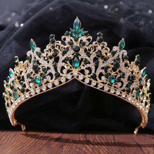 Kırmızı kristal başlıklar düğün aksesuarları barok taçlar gümüş boncuklu gelin tiaras rhinestones quinceanera için baş parçaları cro2525