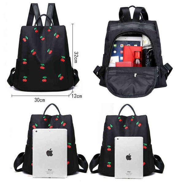Школьные сумки Черри печать женские рюкзаки для подростков девочки для девочек с большим емкостью для ноутбука рюкзак Симпатичная дама путешествия 220802