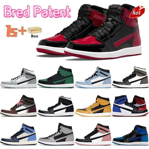 

with box bred patent high 1 basketball shoes 1s mens sneakers twist hyper royal university blue dark mocha pine green black rust pink men
