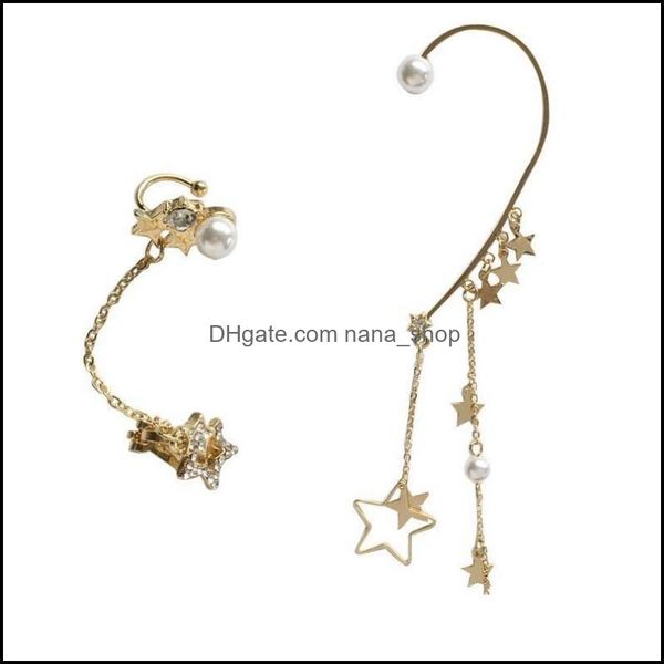 

ear cuff earrings jewelry fashion with asymmetric temperament beautif women earring cuffs stars tassel pearl drop delivery 2021 mf6cj, Silver