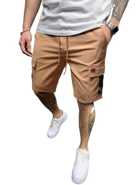 

men camo panel patch detail cargo shorts v417#, White;black