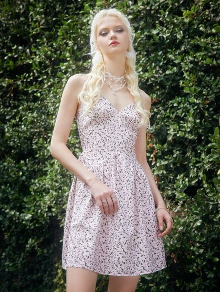 

romwe ditsy floral ruffle hem cami dress t3ai#, Black;gray