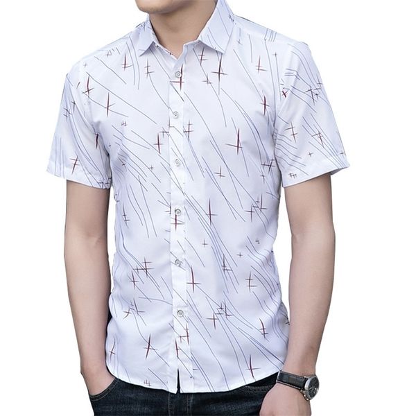 

fashion new summer men short sleeve striped shirts male comfort soft casual button shirt casual male blouse 5xl 6xl 7xl 210412, White;black