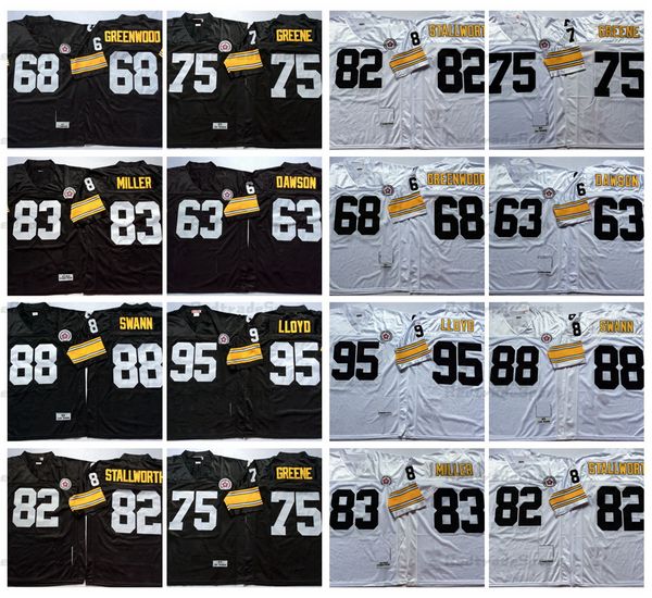 

vintage 95 greg lloyd football jerseys 75 joe greene 88 lynn swann 63 dermontti dawson 68 l. c. greenwood 82 john stallworth 83 heath miller, Black;red